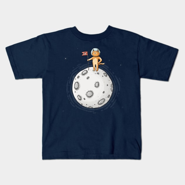 Cat on the moon Kids T-Shirt by Tania Tania